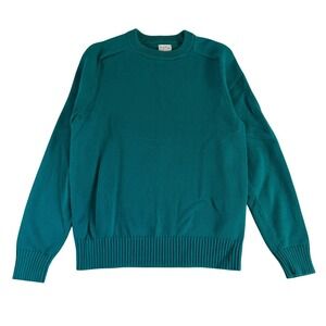 J.Crew Mens Medium Teal Green 100% Cotton Crewneck Knit Sweater Long Sleeve